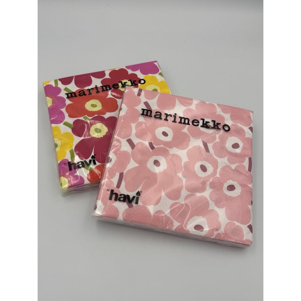 Marimekko Unikko Poppy Paper Napkins Set of 2 20ct 13” Pink Multicolor Floral